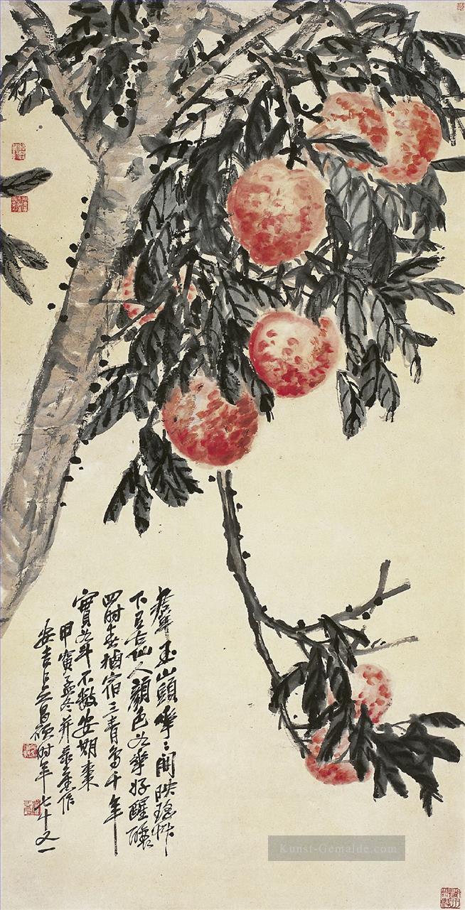Wu cangshuo Pfirsichbaum alte China Tinte Ölgemälde